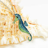 Sterling Silver Blue Enamel and CZ Seahorse Necklace