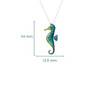 Sterling Silver Blue Enamel and CZ Seahorse Necklace