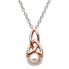 Celtic Silver Pearl Rose Gold Plated Necklace