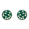 Sterling Silver with Peridot and White Crystals Stud Earrings