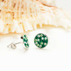 Sterling Silver with Peridot and White Crystals Stud Earrings