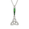 Sterling Silver Trinity Knot Necklace with Green and White CZ
