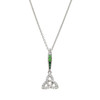 Sterling Silver Trinity Knot Necklace with Green and White CZ
