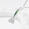 Sterling Silver Trinity Knot Necklace with Green and White CZ