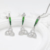 Sterling Silver Trinity Knot Necklace with Green and White CZ