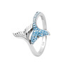 Whale Tail Ring with Aqua Crystals