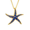 14k Gold Vermeil Blue Lab Grown Sapphire Starfish Necklace