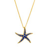 14k Gold Vermeil Blue Lab Grown Sapphire Starfish Necklace