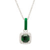 Sterling Silver Green CZ with Green Enamel Necklace