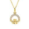 14kt Yellow Gold Lab Grown Diamond Claddagh Small Necklace