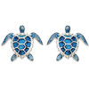 Sterling Silver Blue Enamel Turtle Stud Earrings