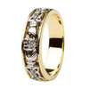 Claddagh Wedding Ring Two Tone Ladies Diamonds Set with Celtic Knotwork