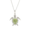 Sterling Silver Peridot Green Crystal Turtle Necklace