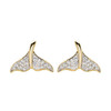 14kt Gold Vermeil white Sapphire whale tail Earrings