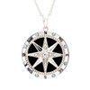 Sterling Silver White Crystal Enamel Compass Necklace