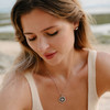 Sterling Silver White Crystal Enamel Compass Necklace