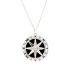 Sterling Silver White Crystal Enamel Compass Necklace