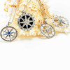 Sterling Silver White Crystal Enamel Compass Necklace