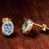 14kt Gold Vermeil Genuine Blue Topaz Halo Earrings