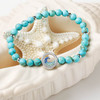 Sterling Silver Wave Stretch Bracelet with Turquoise Beads
