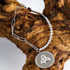 Sterling Silver Paperclip Celtic Trinity Knot Medallion Bracelet with White Cubic Zirconia