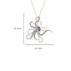 Sterling Silver Pearl with Blue Crystal Octopus Necklace
