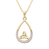 14KT Gold Vermeil Tear Drop Trinity Knot Pendant Studded With Cubic Zirconias