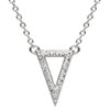 Silver Triangle Shaped Pendant Encrusted With White Crystal
