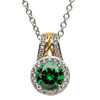 Silver Green CZ Halo Necklace