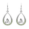 Platinum Plate Peridot Trinity Tear Drop Earrings Swarovski