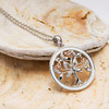 Sterling Silver Celtic Tree of Life Necklace with Enamel Cubic Zirconia and Rose Gold Detail