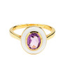 14kt Gold Vermeil Genuine Amythest and White Enamel Ring