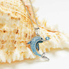 Sterling Silver Sapphire Enamel and CZ Dolphin Necklace