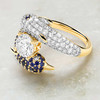 14kt Gold Lab Sapphire and Diamond Dolphin Ring