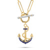 14kt Gold Lab Sapphire and Diamond Anchor Necklace