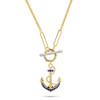 14kt Gold Lab Sapphire and Diamond Anchor Necklace