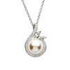 Silver Halo Twist Pearl Pendant Adorned With Crystals