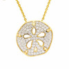 14KT Gold Vermeil Pearl Sand Dollar Necklace with White Cubic Zirconia