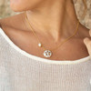14KT Gold Vermeil Pearl Sand Dollar Necklace with White Cubic Zirconia