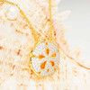 14KT Gold Vermeil Pearl Sand Dollar Necklace with White Cubic Zirconia