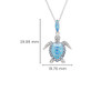 Sterling Silver Turtle Necklace with Aquamarine and White Crystals