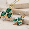 14kt Gold Lab Grown Diamond Malachite Shamrock Necklace
