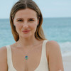 Sterling Silver Blue Enamel and CZ Wave Necklace