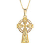 14kt Gold Ringed Lab Grown Diamond Celtic Cross Necklace