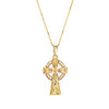 14kt Gold Ringed Lab Grown Diamond Celtic Cross Necklace