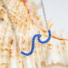 Sterling Silver Wave Necklace with Sapphire Blue crystals
