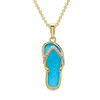 14K Gold Vermeil Flip Flop Necklace Turquoise and Lab Sapphire