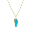 14K Gold Vermeil Flip Flop Necklace Turquoise and Lab Sapphire