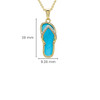 14K Gold Vermeil Flip Flop Necklace Turquoise and Lab Sapphire