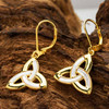 14KT Gold Vermeil Mother of Pearl Celtic Trinity Knot Earrings